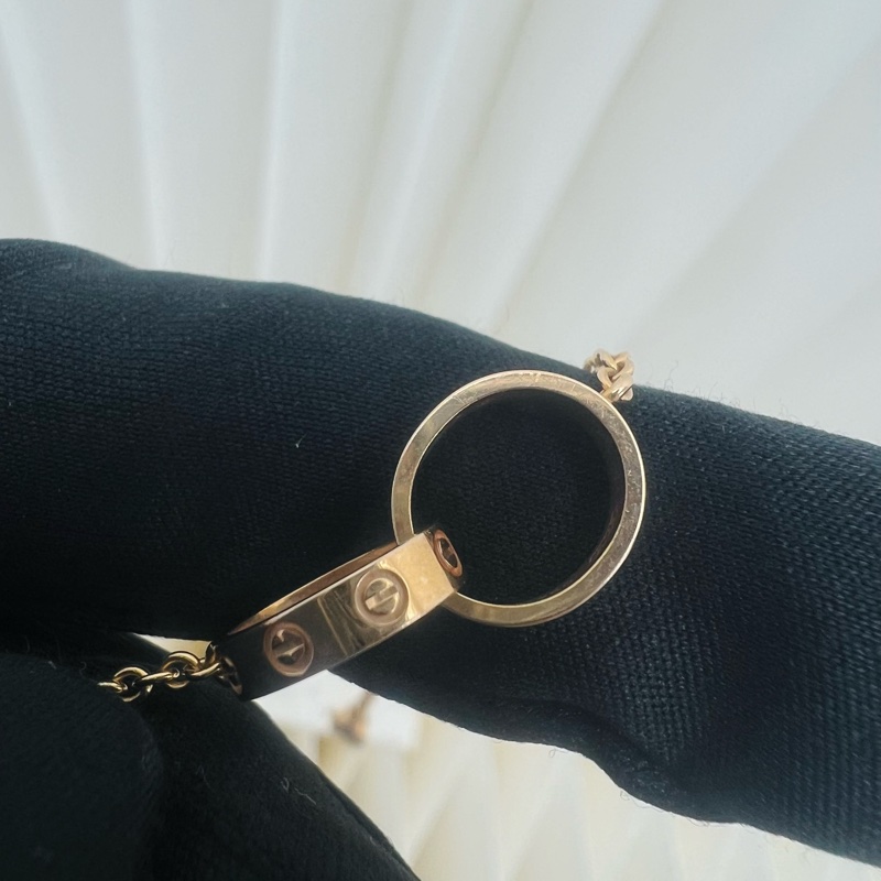Cartier love 玫瑰金雙圈手鏈-3
