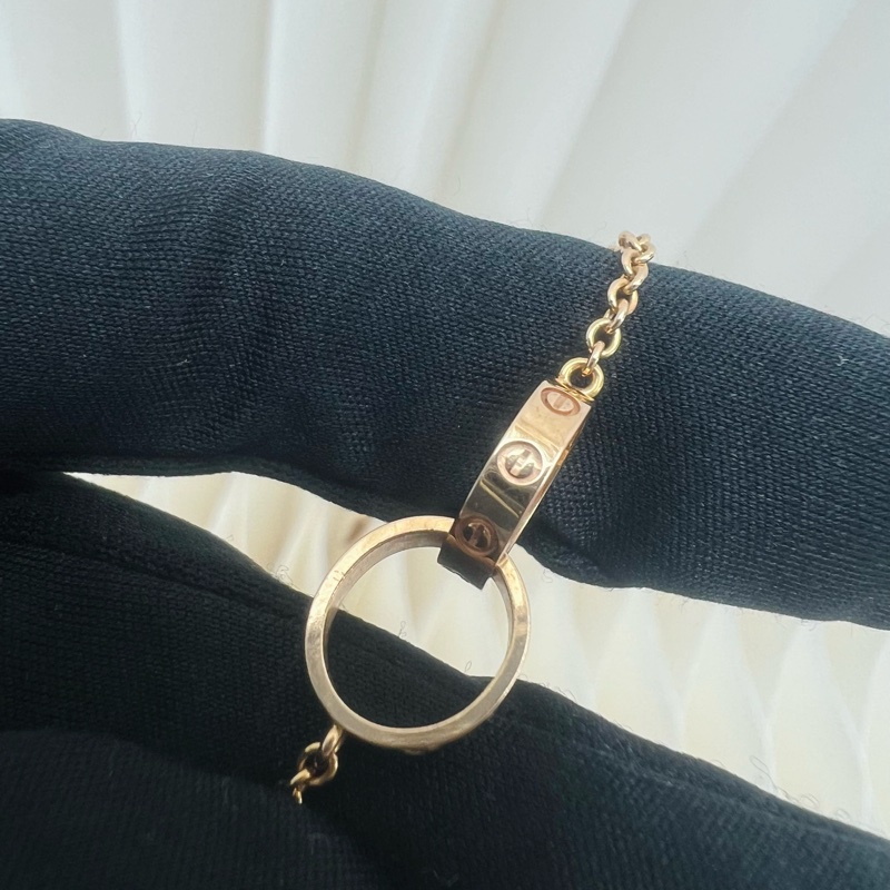 Cartier love 玫瑰金雙圈手鏈-4