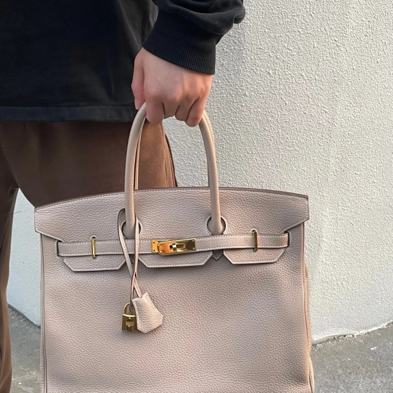 Hermes 銀河灰瀝青灰金扣Brikin35手提包togo皮 35*24*19 98新配件鑰匙鎖塵袋雨衣-0