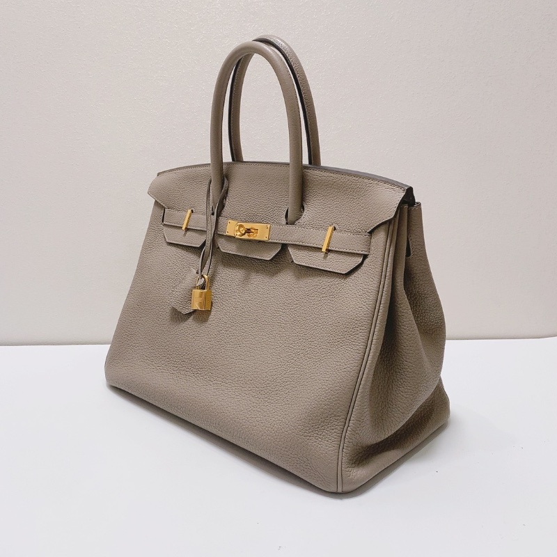 Hermes 銀河灰瀝青灰金扣Brikin35手提包togo皮 35*24*19 98新配件鑰匙鎖塵袋雨衣-3