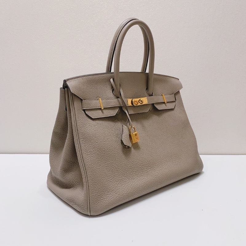 Hermes 銀河灰瀝青灰金扣Brikin35手提包togo皮 35*24*19 98新配件鑰匙鎖塵袋雨衣-5