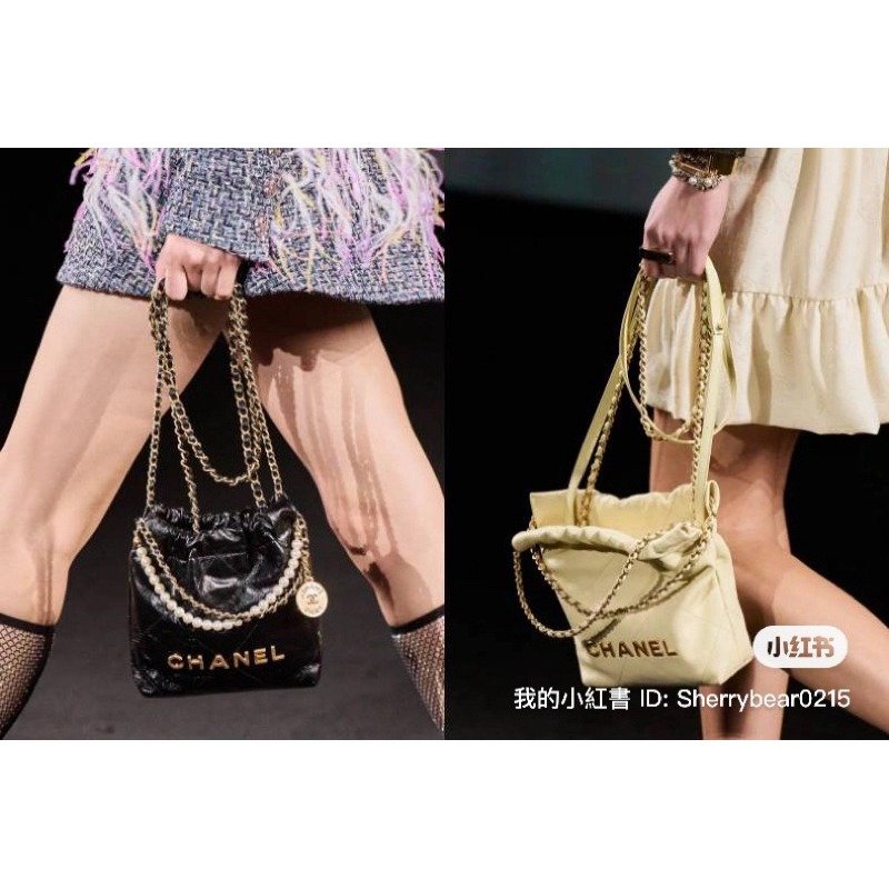 💗Chanel 香奈兒 22 mini bag 小雞黃 全新全配/晶片款-2