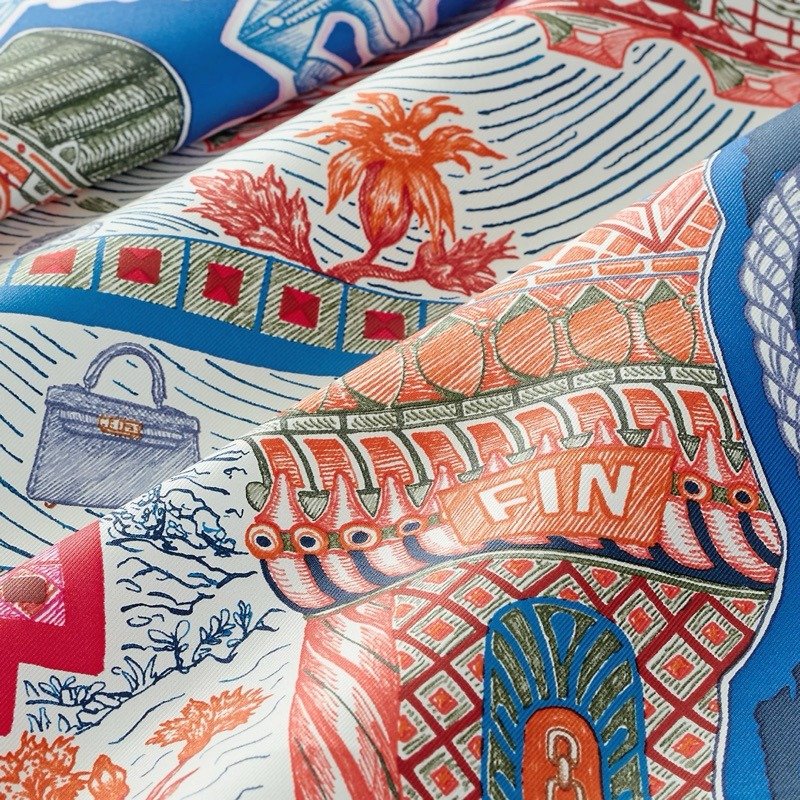 🌟Hermes 愛馬仕 SUPER SILK QUEST 90cm 全新絲巾-2