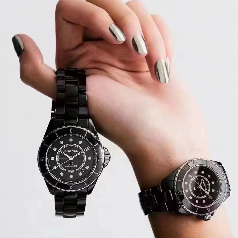 CHANEL - 黑色陶瓷J12點鑽Caliber手錶-1