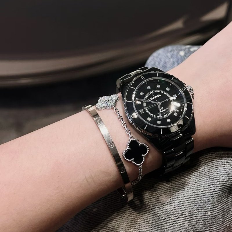 CHANEL - 黑色陶瓷J12點鑽Caliber手錶-5