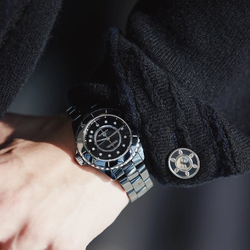 CHANEL - 黑色陶瓷J12點鑽Caliber手錶-8