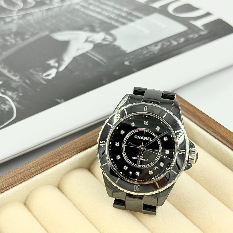 CHANEL - 黑色陶瓷J12點鑽Caliber手錶-0