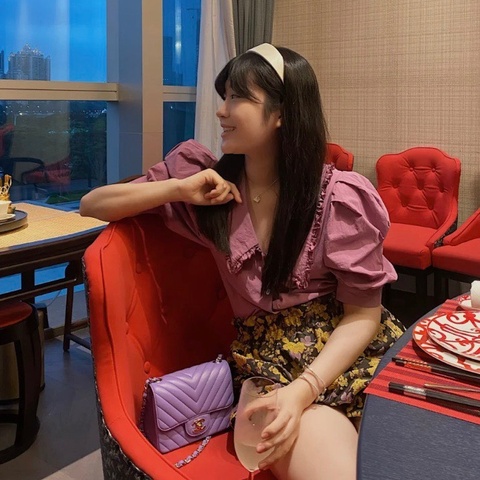 Chanel 紫色金扣V紋羊皮cf方胖子鏈條包肩背斜背包17×12×7.5 98新配件塵袋保卡盒子