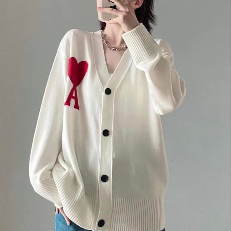 『AMI』 白色大愛心❤️羊毛開襟外套[S]&[M]-0