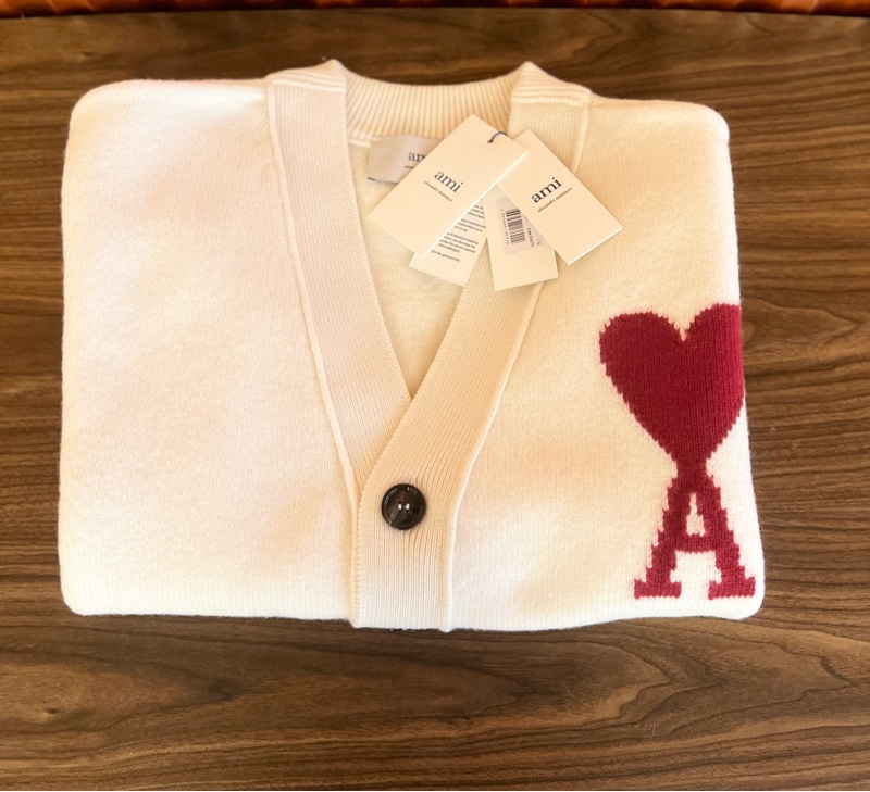 『AMI』 白色大愛心❤️羊毛開襟外套[S]&[M]-5
