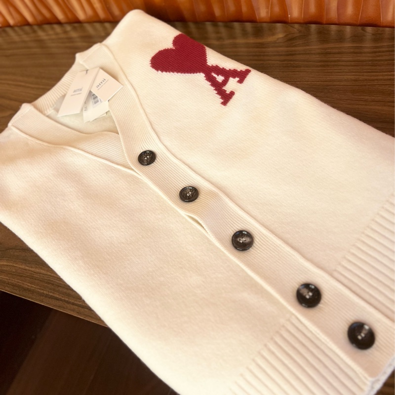 『AMI』 白色大愛心❤️羊毛開襟外套[S]&[M]-7