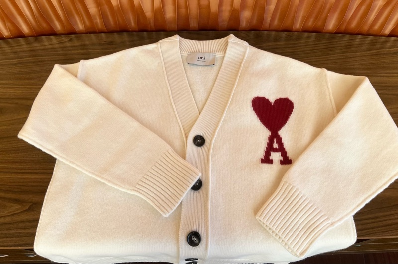 『AMI』 白色大愛心❤️羊毛開襟外套[S]&[M]-9