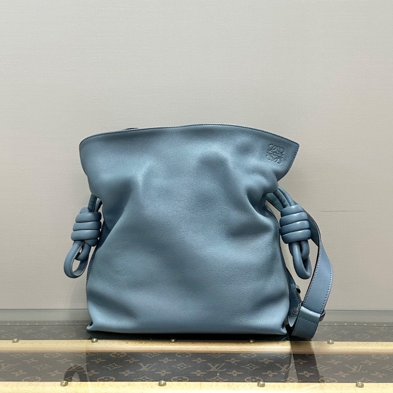 LOEWE 藍色flamenco系列肩背斜背包26*30*11.5 98新配件盒子塵袋-6