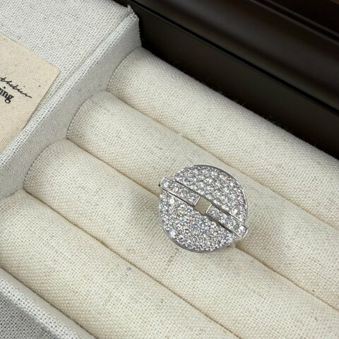 CARITER - 白K金圓形滿鑽 Himalia 戒指