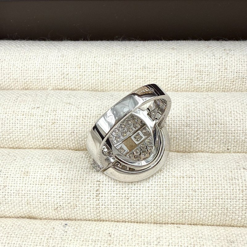 CARITER - 白K金圓形滿鑽 Himalia 戒指-7