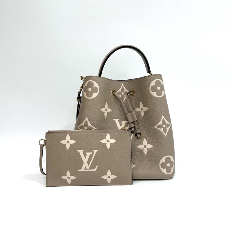 🩶路易威登大象灰水桶包LV斑鳩灰牛皮NéoNoé MM抽繩水桶包M45555-2