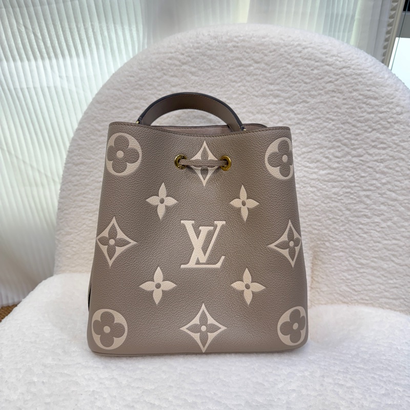 送🔥內膽包路易威登大象灰水桶包LV斑鳩灰牛皮NéoNoé MM抽繩水桶包M45555-5