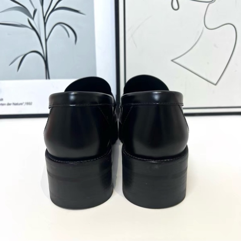 97新 Chanel 香奈兒黑銀 厚底鞋樂福鞋休閒皮鞋 36碼-9