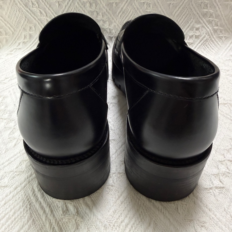 97新 Chanel 香奈兒黑銀 厚底鞋樂福鞋休閒皮鞋 36碼-2