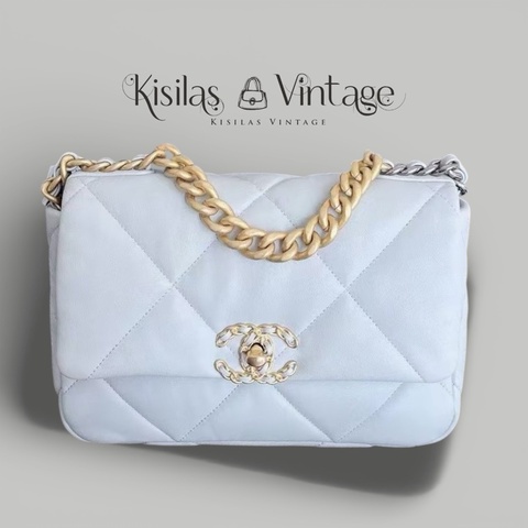 Chanel 19bag  small淺藍色