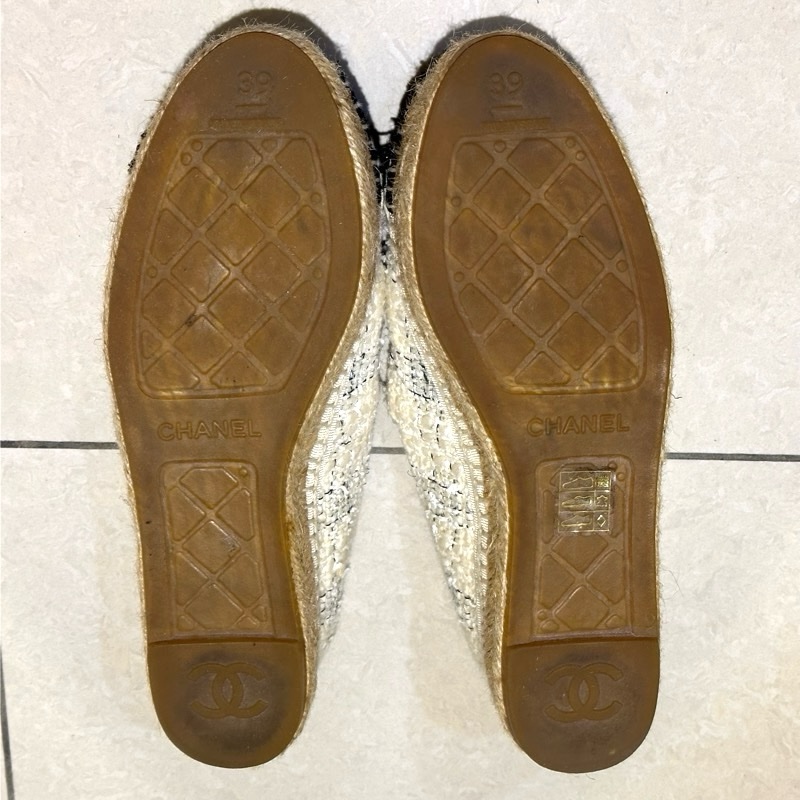 98新 超級美鞋🤍香奈兒黑白毛呢漁夫鞋-15