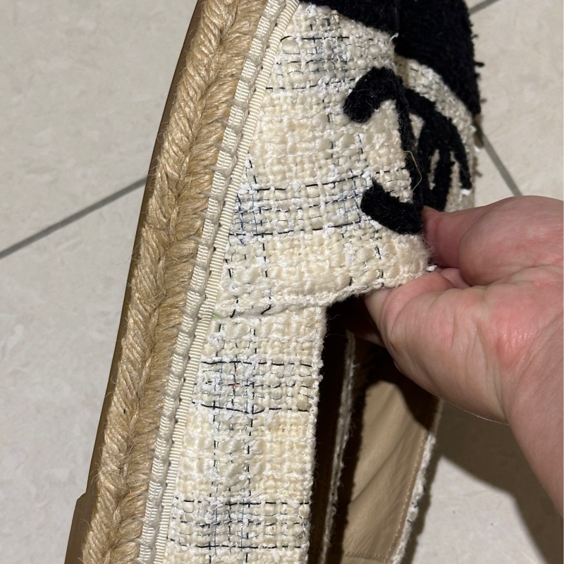 98新 超級美鞋🤍香奈兒黑白毛呢漁夫鞋-4