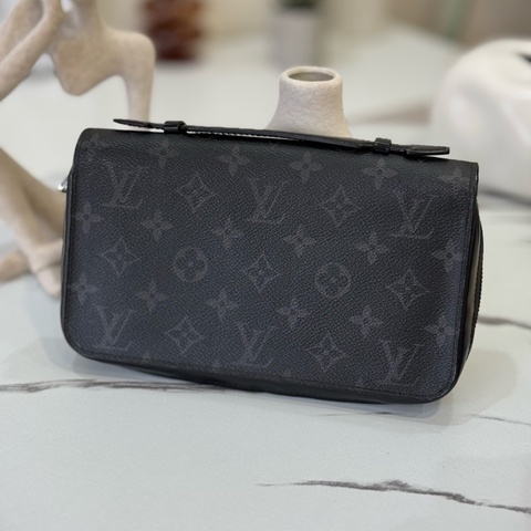 Lv Zippy Xl 黑老花商務手拿包/長夾