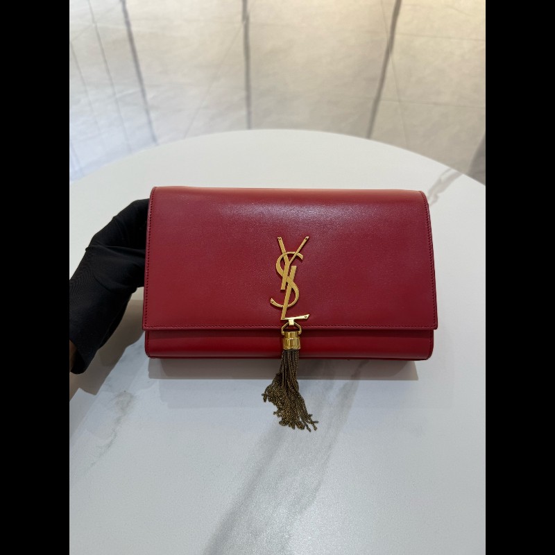 YSL 紅色流蘇全皮kate中號 肩背包斜背包-2