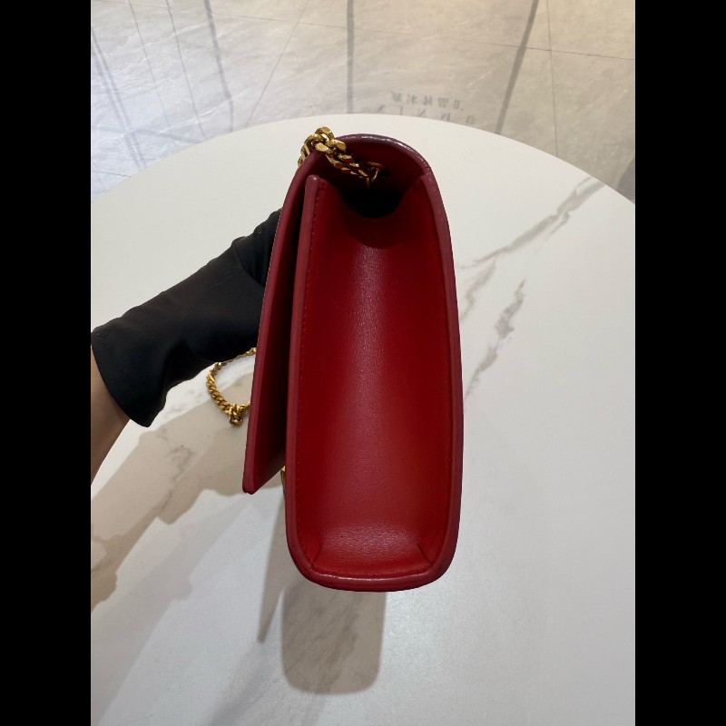 YSL 紅色流蘇全皮kate中號 肩背包斜背包-3