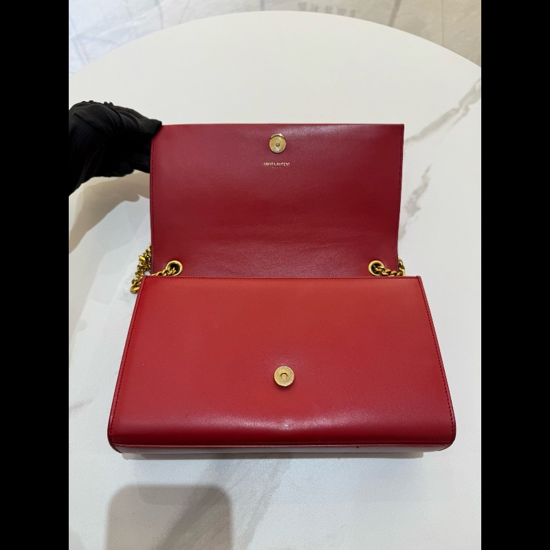 YSL 紅色流蘇全皮kate中號 肩背包斜背包-7