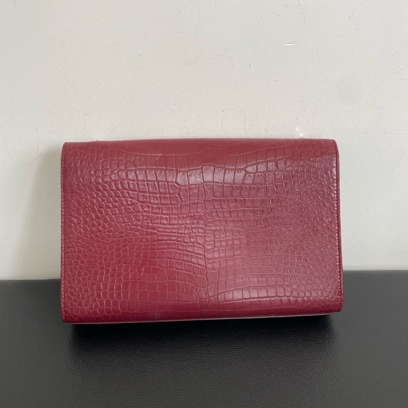 YSL紅色鱷壓紋kate中號流蘇肩背包斜背包-1