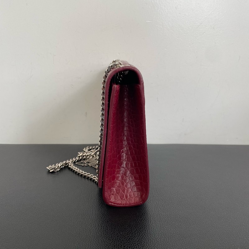 YSL紅色鱷壓紋kate中號流蘇肩背包斜背包-2