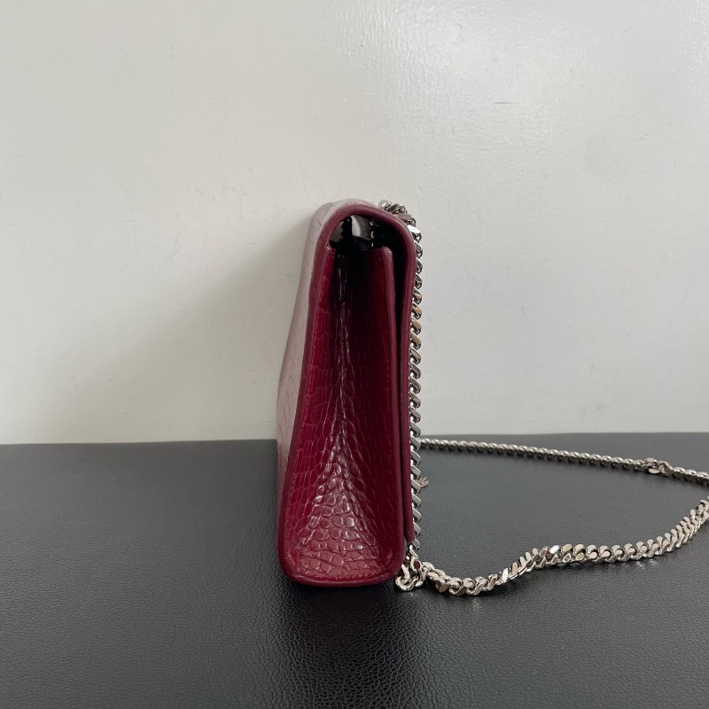 YSL紅色鱷壓紋kate中號流蘇肩背包斜背包-3