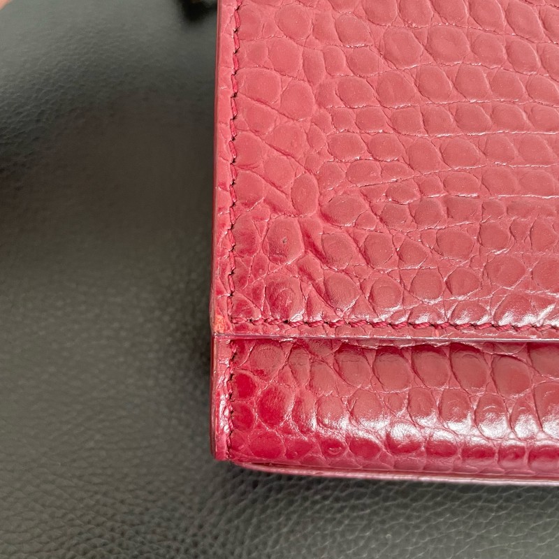 YSL紅色鱷壓紋kate中號流蘇肩背包斜背包-18