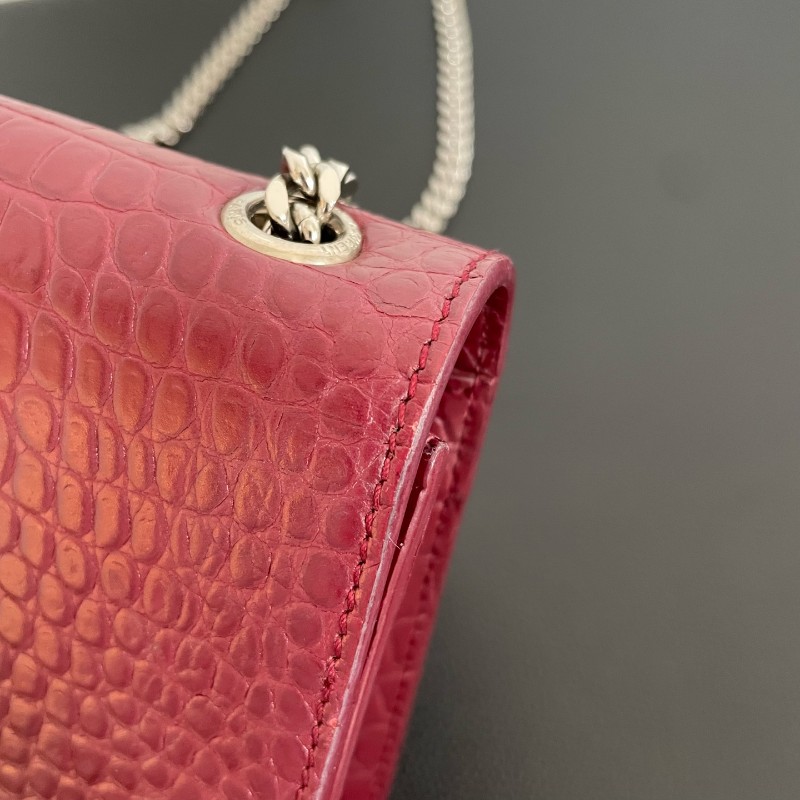 YSL紅色鱷壓紋kate中號流蘇肩背包斜背包-19