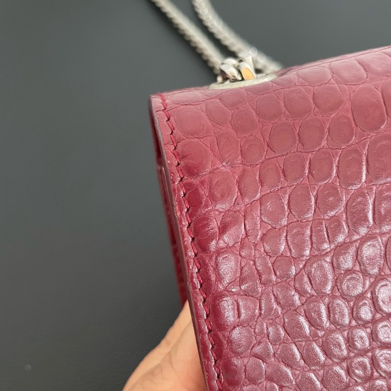 YSL紅色鱷壓紋kate中號流蘇肩背包斜背包-20