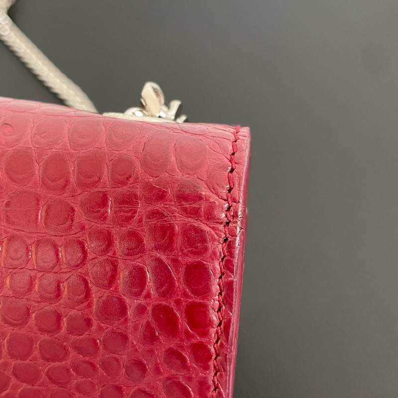 YSL紅色鱷壓紋kate中號流蘇肩背包斜背包-24