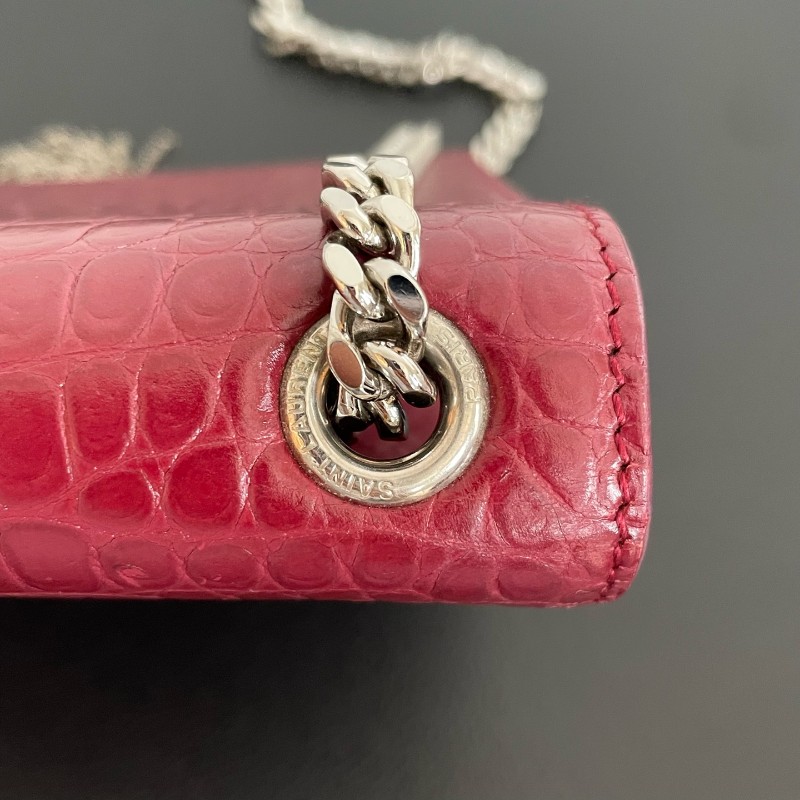 YSL紅色鱷壓紋kate中號流蘇肩背包斜背包-28