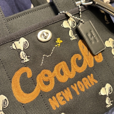 Coach 聯名Snoopy  刺繡帆布托特包 二手