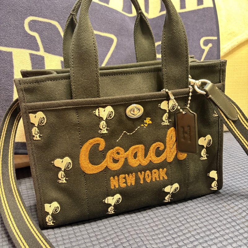 Coach 聯名Snoopy  刺繡帆布托特包 二手-5