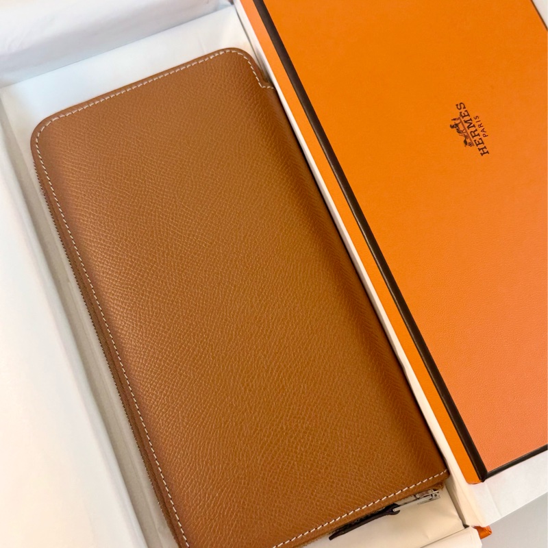 ✔️ Hermès Silk’In 經典絲巾拉鍊長夾｜金棕色（C刻）-1