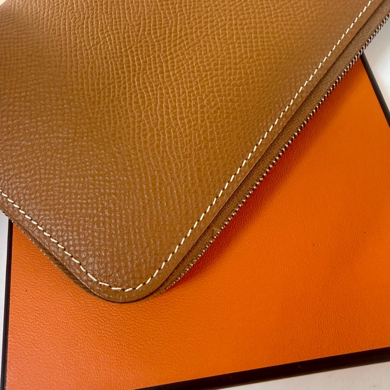 ✔️ Hermès Silk’In 經典絲巾拉鍊長夾｜金棕色（C刻）-6