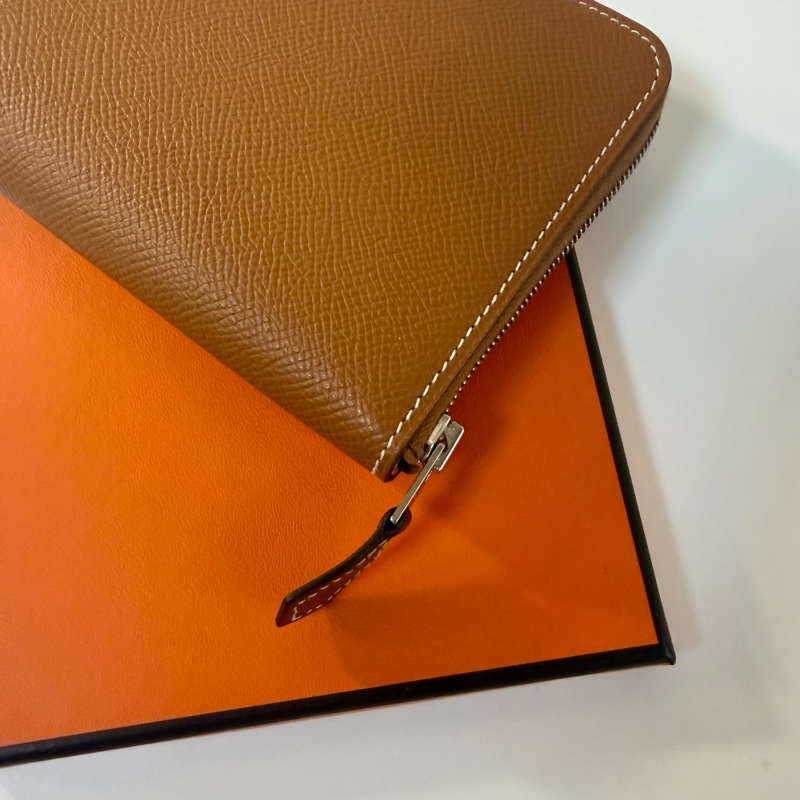 ✔️ Hermès Silk’In 經典絲巾拉鍊長夾｜金棕色（C刻）-8