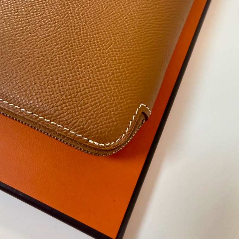 ✔️ Hermès Silk’In 經典絲巾拉鍊長夾｜金棕色（C刻）-9