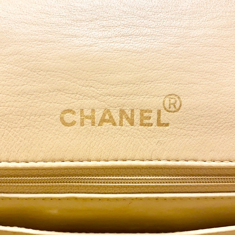 CHANEL 香奈兒 ｜Diana Flap 黛妃奶茶羊皮金扣包 肩背包（中古）-15