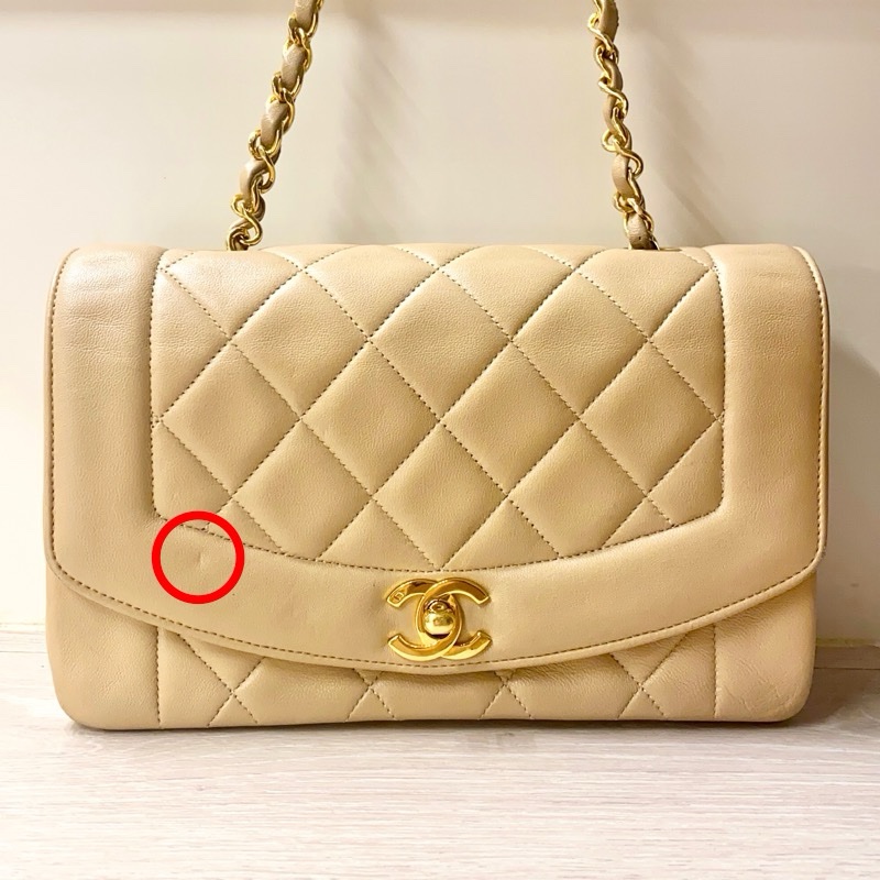 CHANEL 香奈兒 ｜Diana Flap 黛妃奶茶羊皮金扣包 肩背包（中古）-19