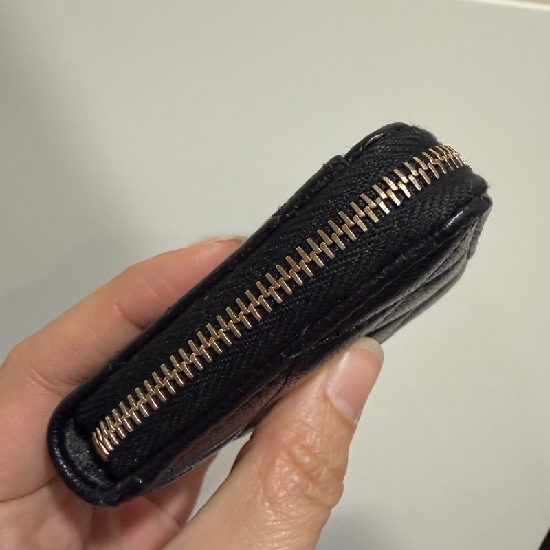 Chanel 香奈兒 L型 荔枝牛皮 卡夾 零錢包 黑 金-4