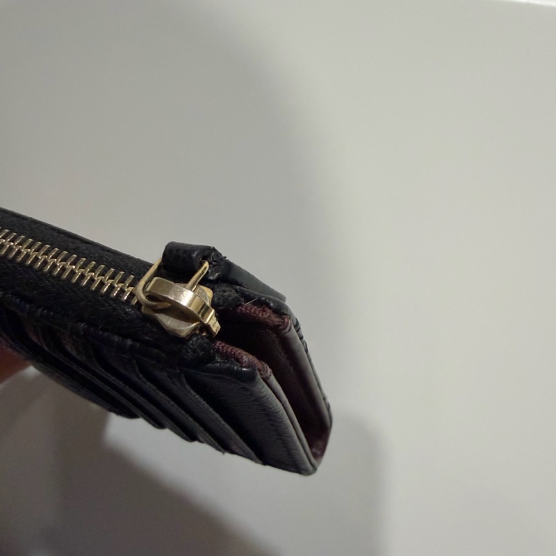 Chanel 香奈兒 L型 荔枝牛皮 卡夾 零錢包 黑 金-12