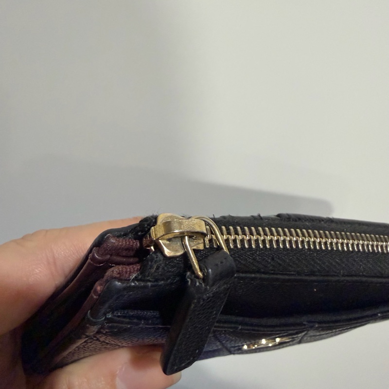 Chanel 香奈兒 L型 荔枝牛皮 卡夾 零錢包 黑 金-13