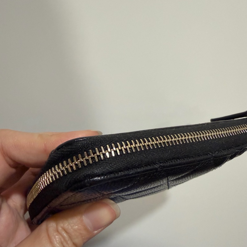 Chanel 香奈兒 L型 荔枝牛皮 卡夾 零錢包 黑 金-15